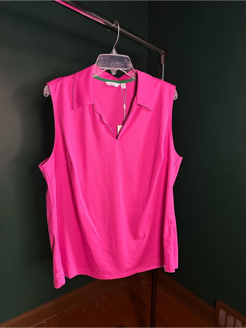 Lady Hagen Sleeveless V-Neck Golf Shirt Tennis Shirt Pickleball Shirt - Hot Pink